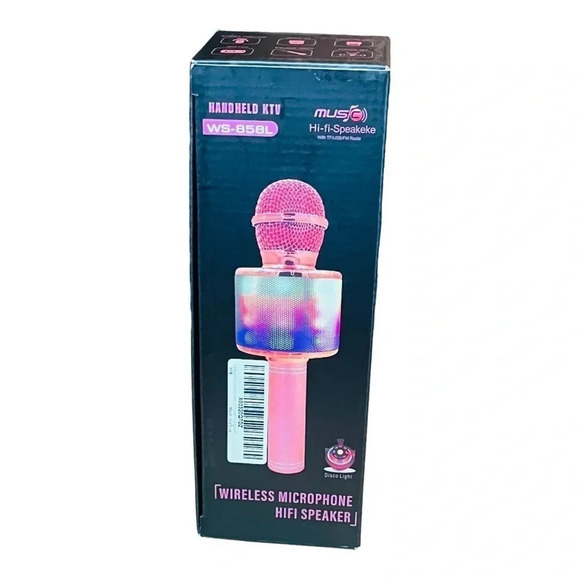 WIRELESS MICROPHONE HANDHELD KTV HIFI SPEAKER TEAL DISCO BALL NEW IN BOX - Picture 1 of 4